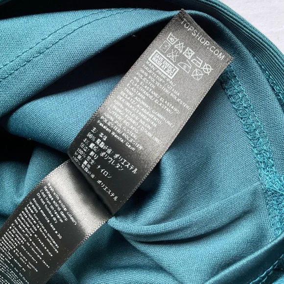 TopShop Old Money Blue BodyCon Dress W/ Deep V (6) - Picture 9 of 11